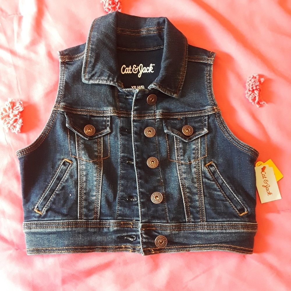 Cat & Jack/Target Girls Dark Denim Vest NWT